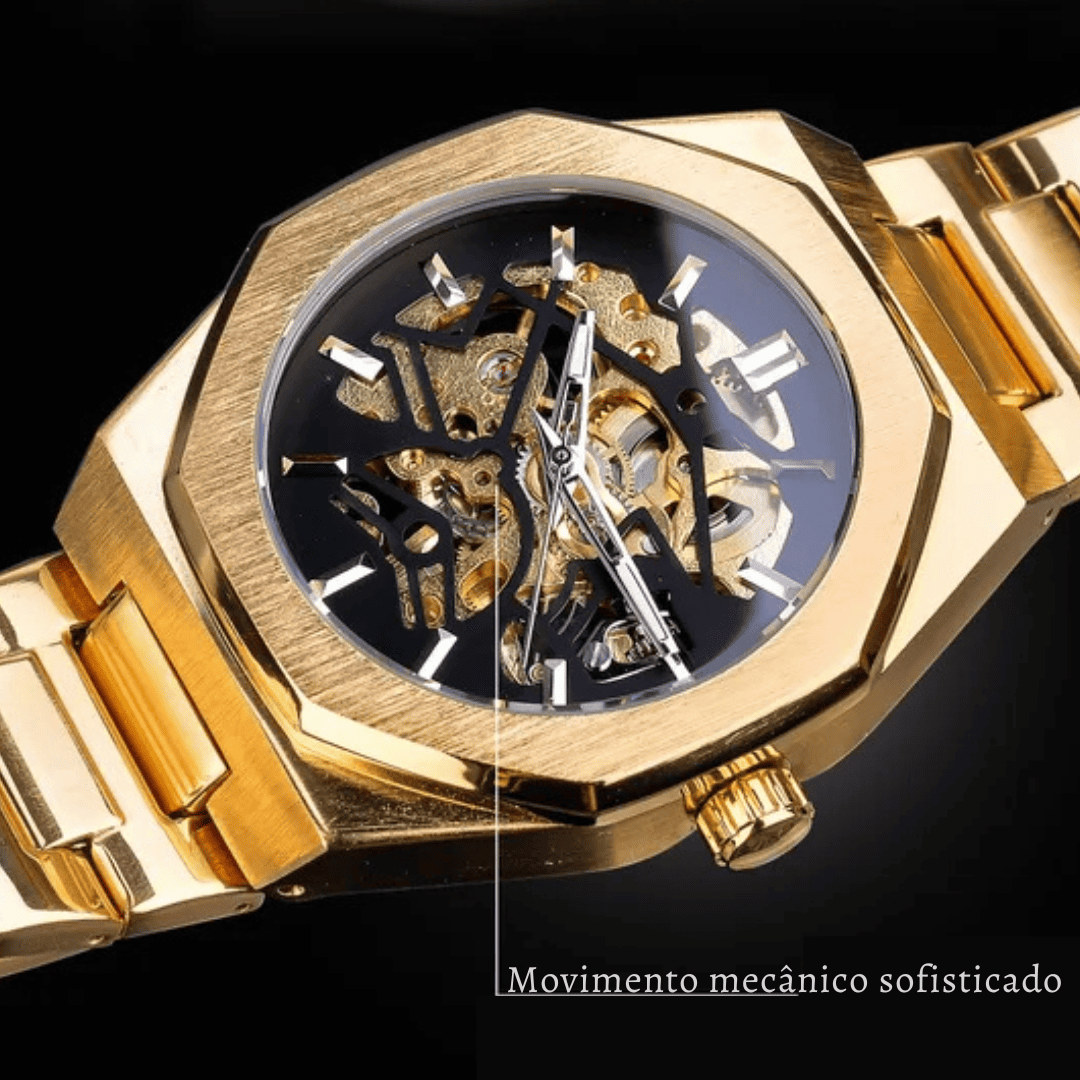 Relógio Skeleton Vanguard Dourado VG001