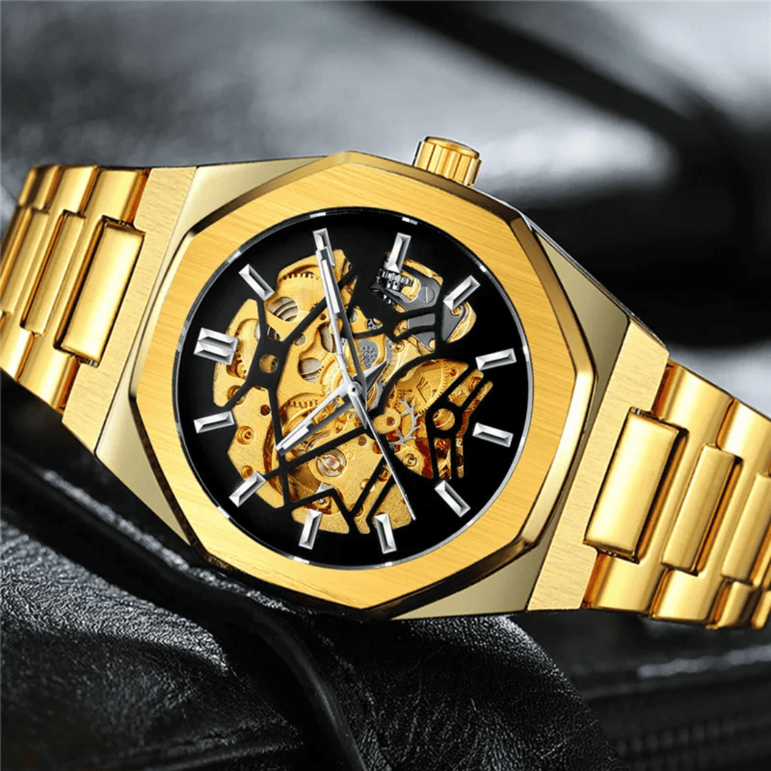 Relógio Skeleton Vanguard Dourado VG001