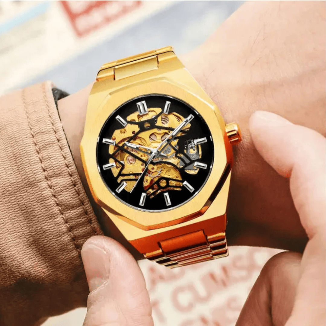 Relógio Skeleton Vanguard Dourado VG001