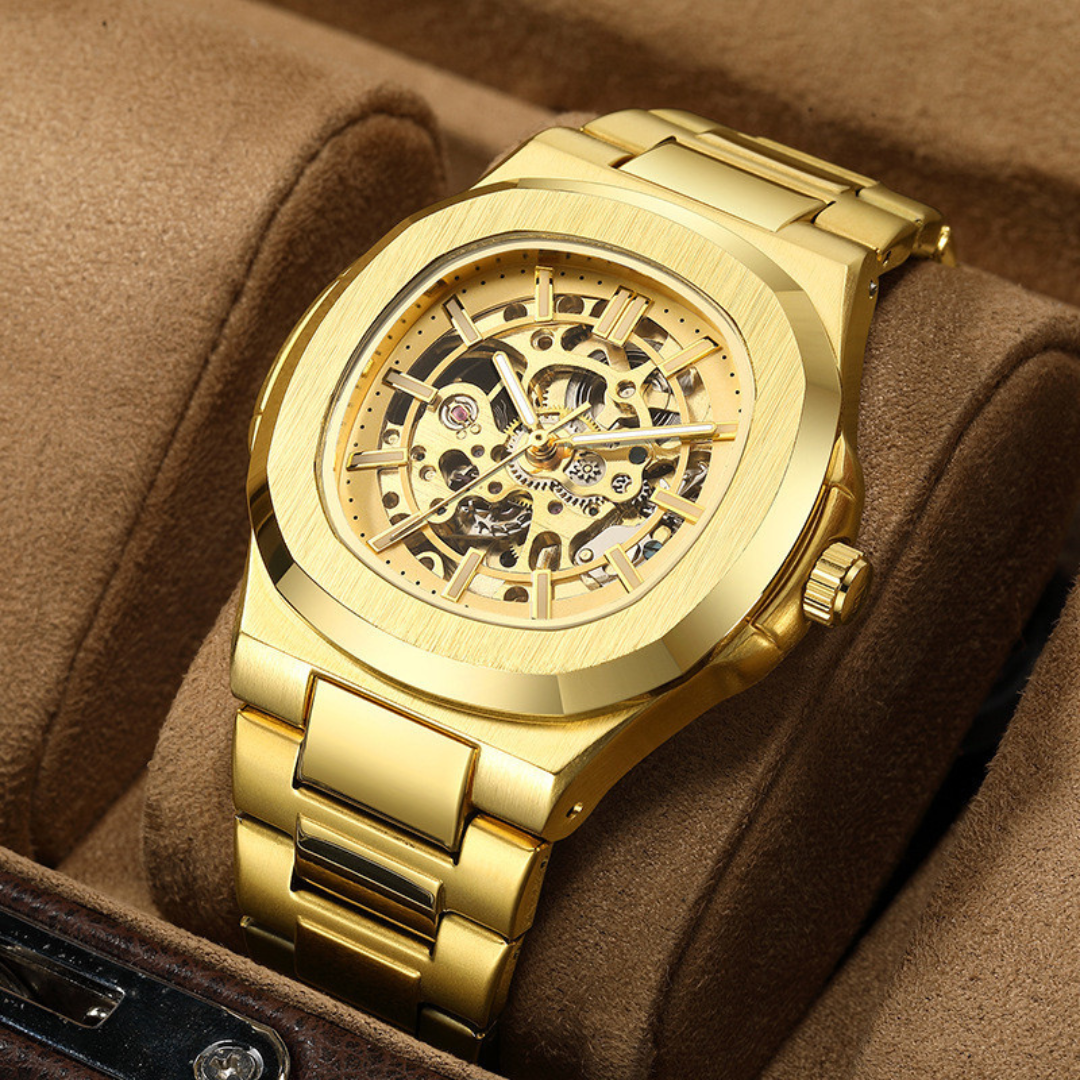 Relógio Infinity Skeleton Vanguard Gold