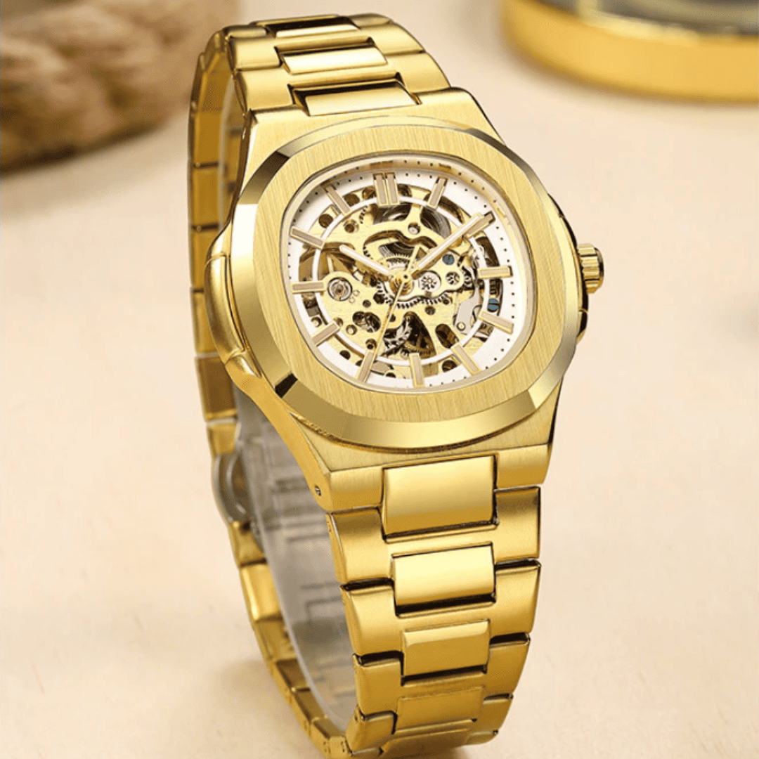 Relógio Infinity Skeleton Vanguard Gold