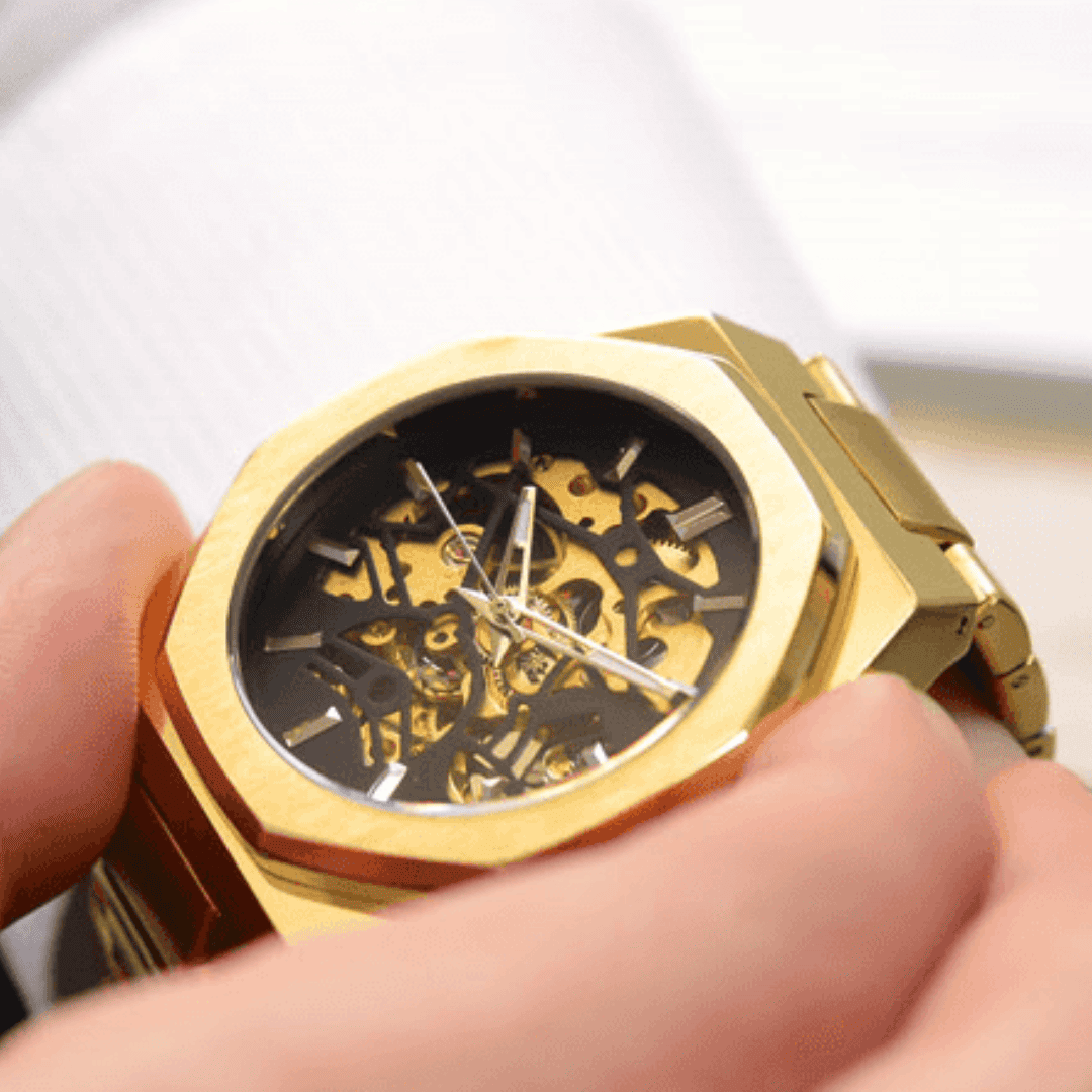 Relógio Skeleton Vanguard Dourado VG001